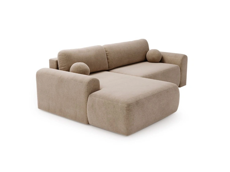 Ecksofa L-Form mit Schlaffunktion und Bettkasten Savana Links Dunkelbeige
