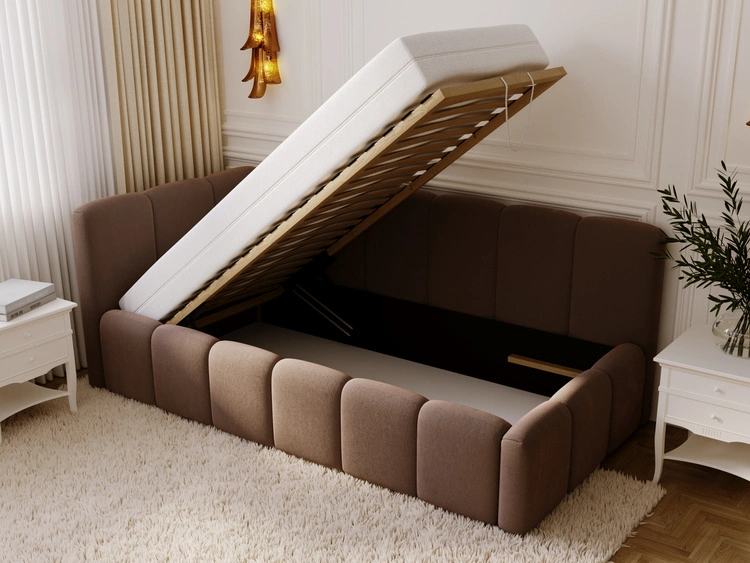Jugendbett Einzelbett mit Bettkasten und Lattenrost 90x200 Cloud One Braun