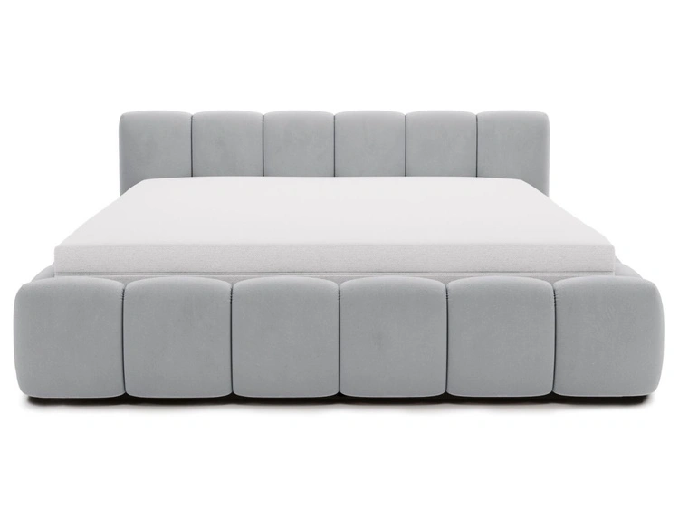 Polsterbett ohne Bettkasten mit Lattenrost 200x200 Cloud Low aus Samtstoff Grau