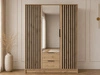 Kleiderschrank mit Spiegel 155 cm Macron Artisan Eiche, Schwarz