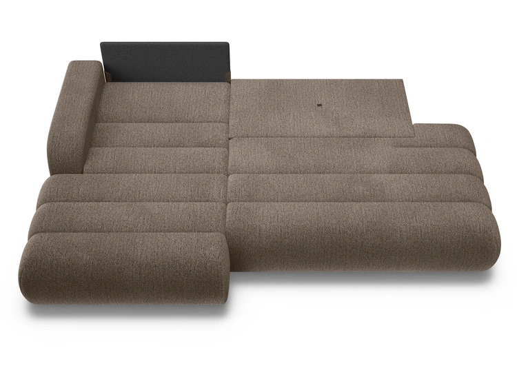Ecksofa L-Form mit Schlaffunktion und Bettkasten Lisso Links Braun