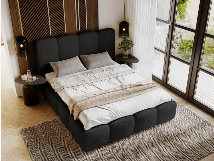 Polsterbett mit Bettkasten und Lattenrost 180x200 Galli Schwarz